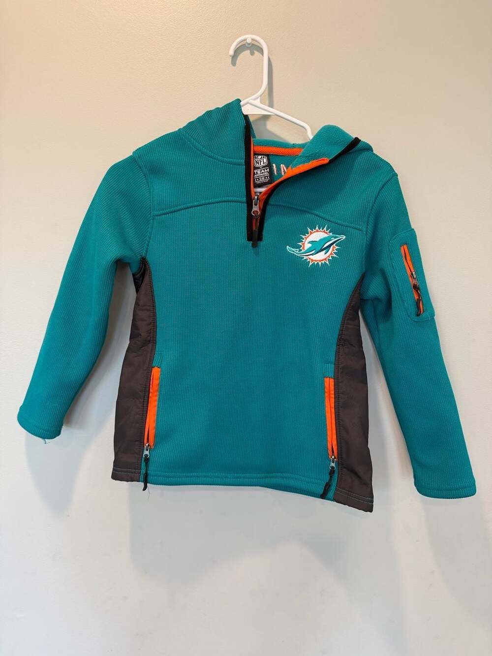 Kids NFL Team Apparel Miami Dolphins Hoodie Size S 8 Teal Blue